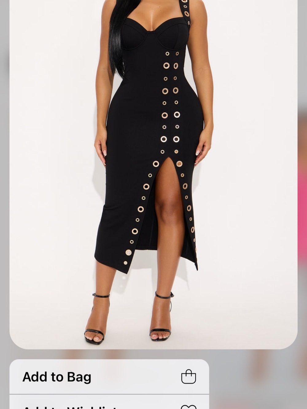 Fashion Nova Black Maxi Dress with Gold Grommet Details - Picture 3 of 3